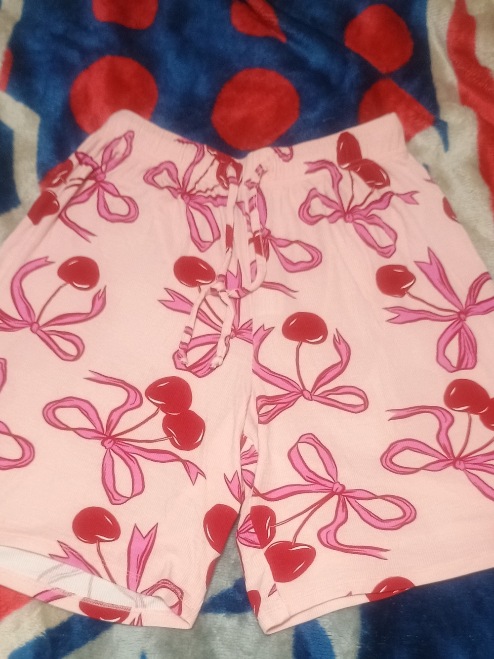 Women's Pink Cherry-Print Athletic Shorts with Elastic Waist